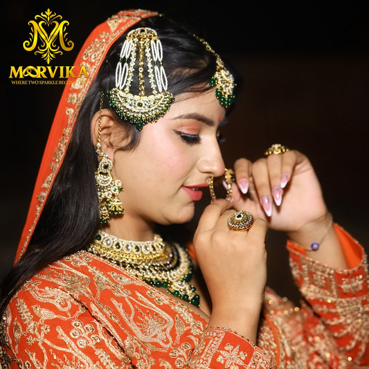 Royal Kundan Bridal Jewellery Set with Maang Tikka & Nath