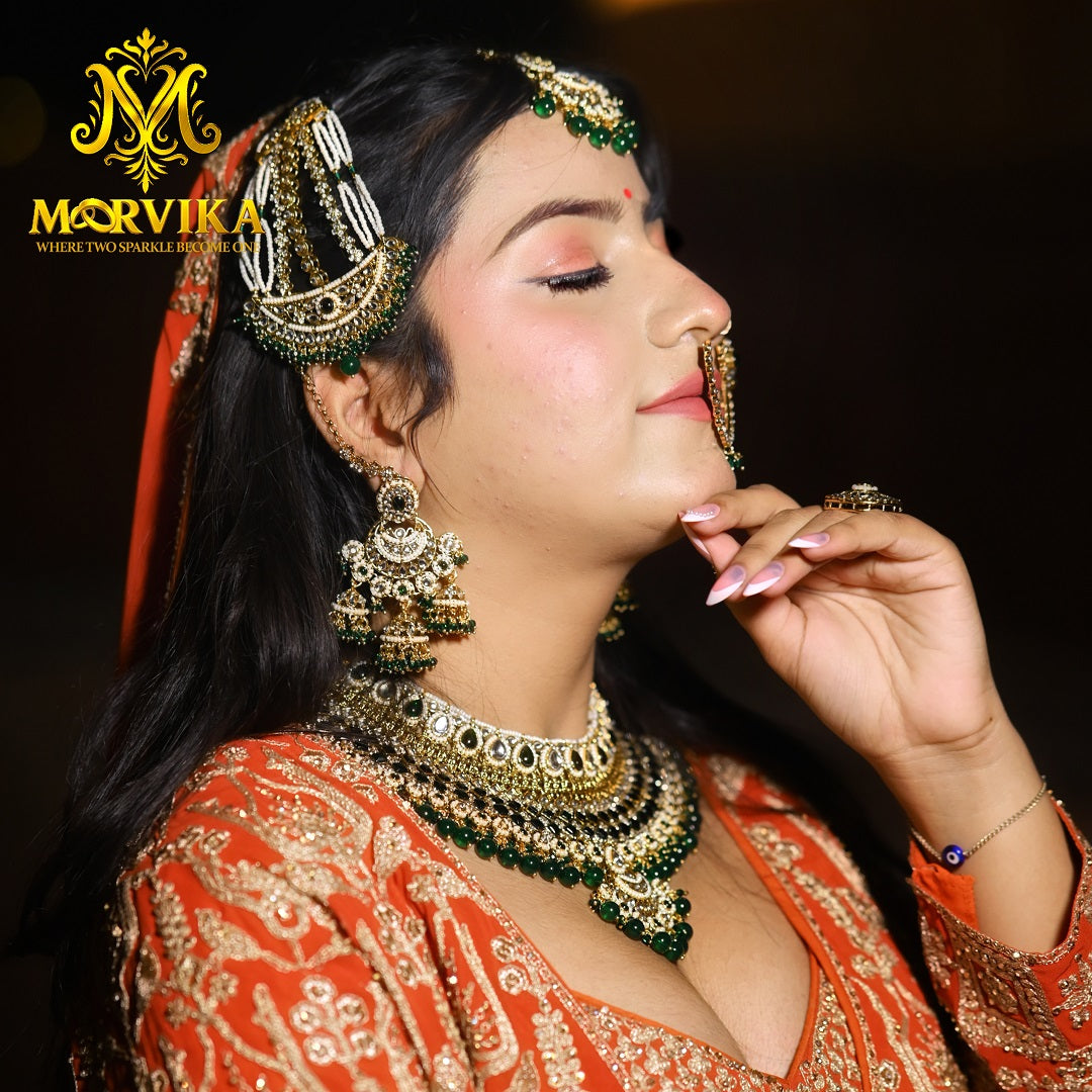 Royal Kundan Bridal Jewellery Set with Maang Tikka & Nath