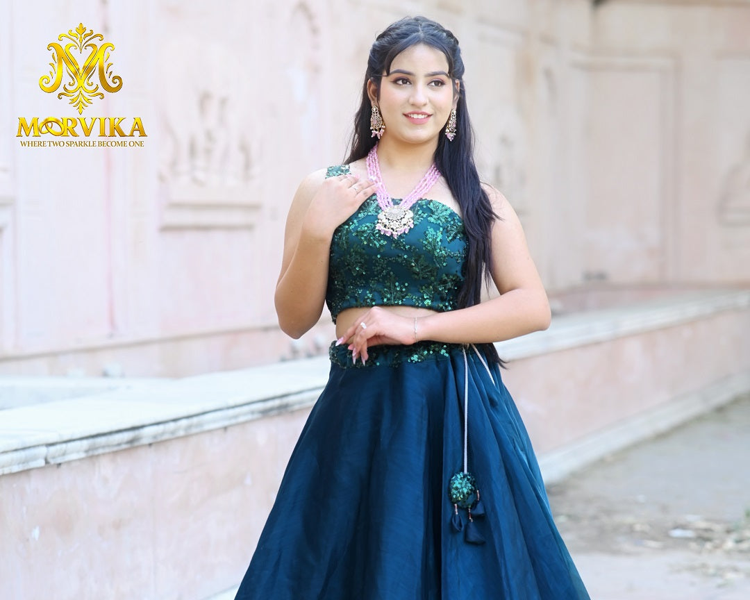 Moorvika Pastel Pink Beaded Layered Necklace Set with Grand Kundan Pendant & Matching Earrings