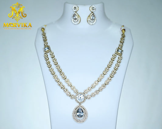 Moorvika Signature Kundan Pearl Choker Set with Teardrop Pendant & Matching Earrings