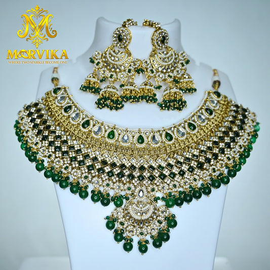 Royal Kundan Bridal Jewellery Set with Maang Tikka & Nath