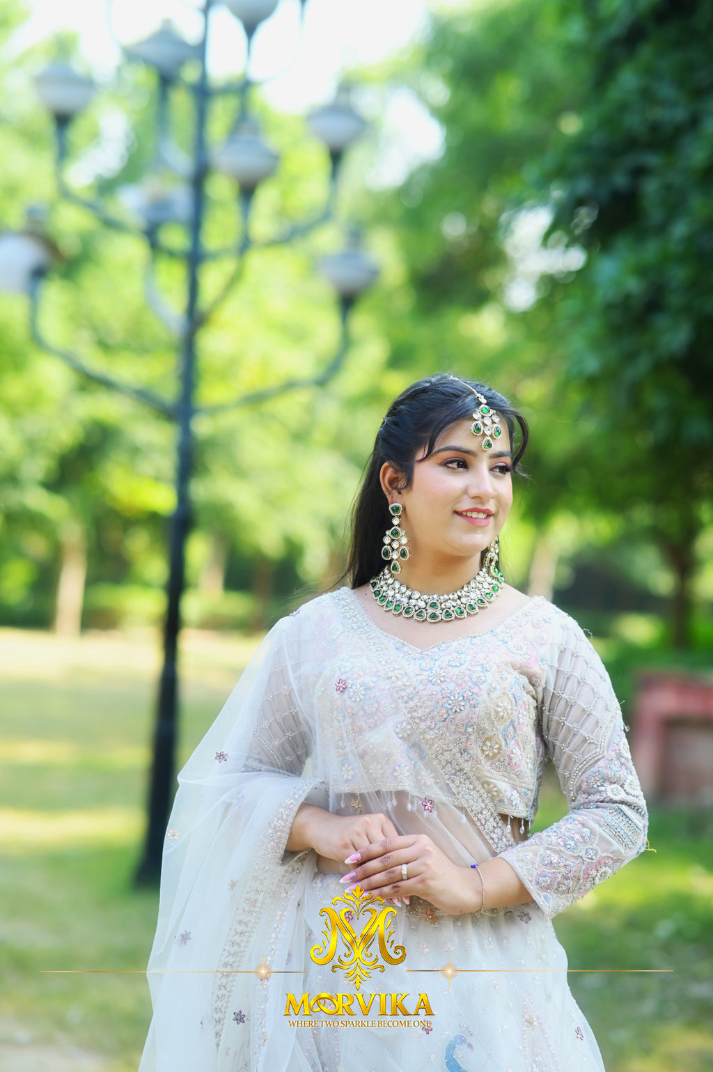 Morvika Emerald Green Kundan Choker Set