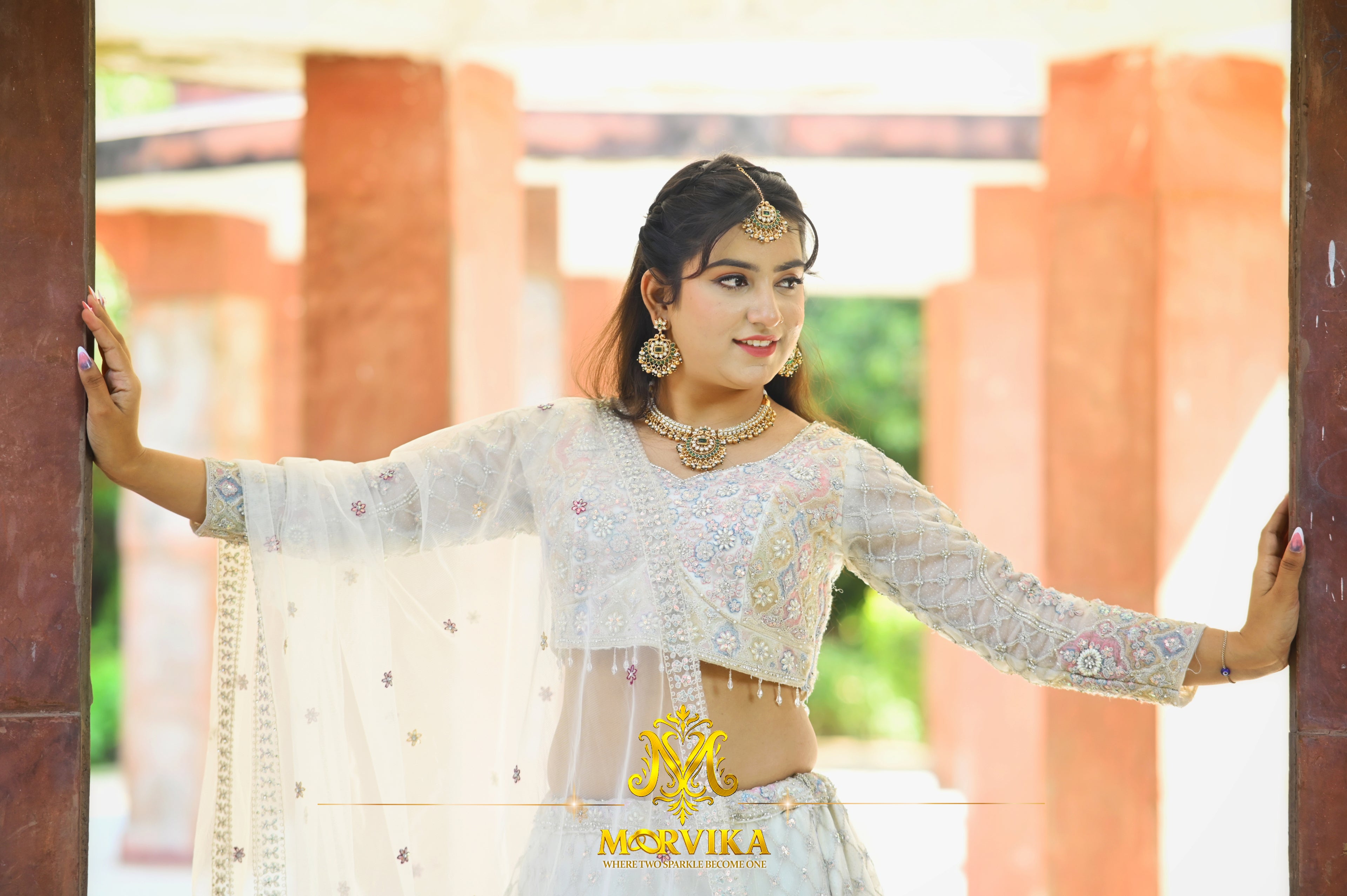 Morvika Green Polki Kundan Bridal Set