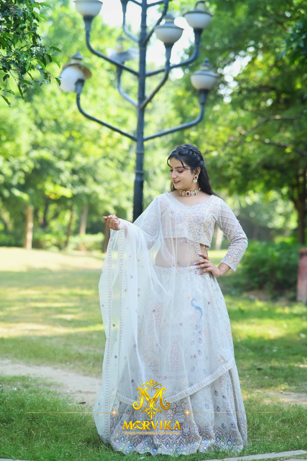 Morvika Pastel Kundan Long Haar Set