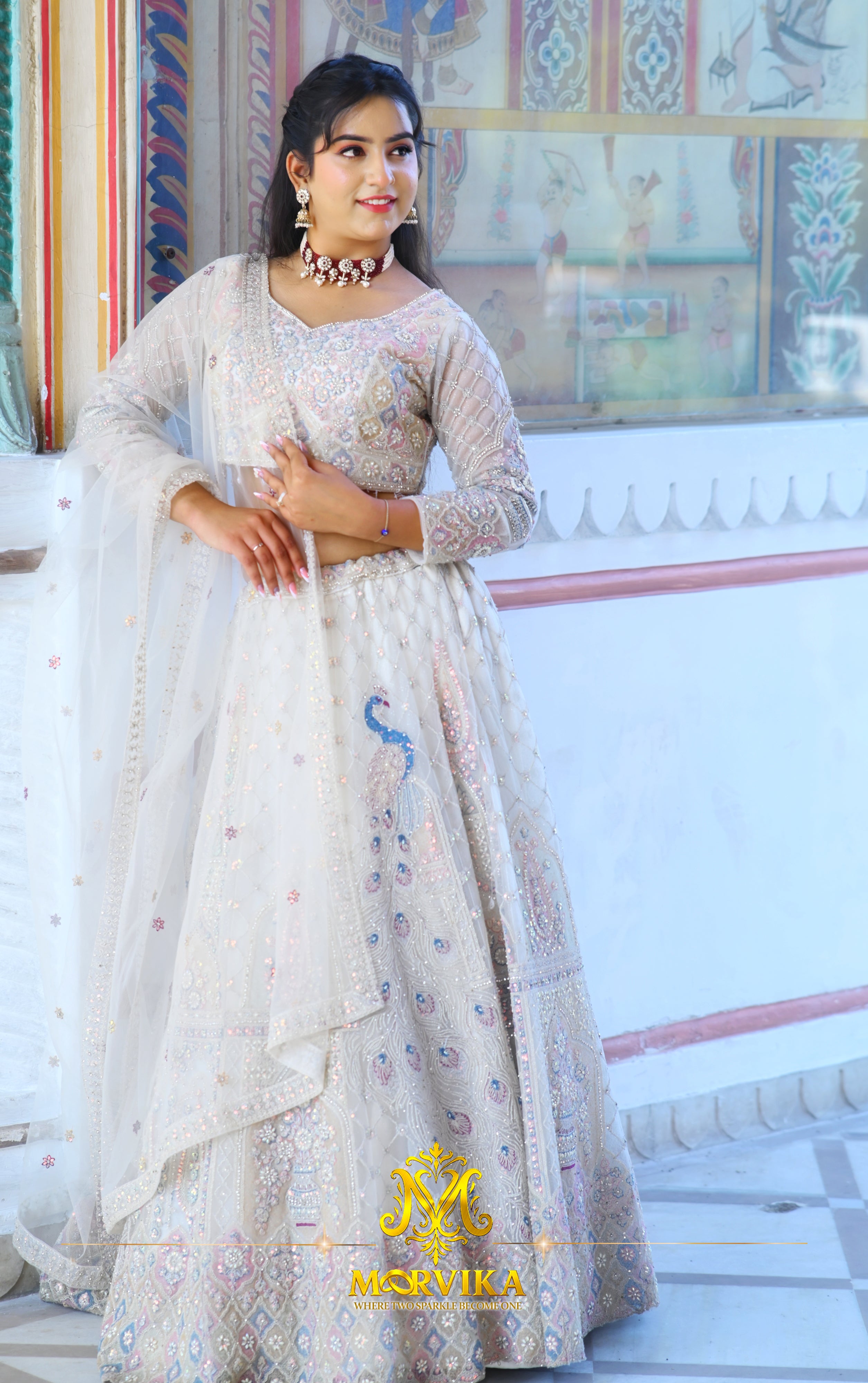 Morvika Ruby Kundan Layered Necklace Set