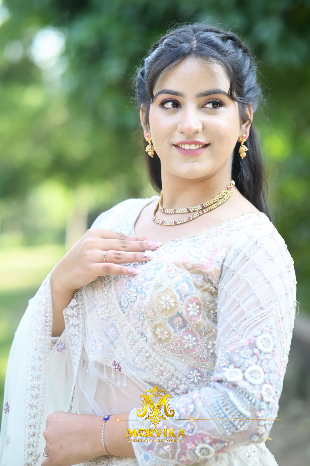 Morvika Ruby & Kundan Dual-Layer Necklace Set