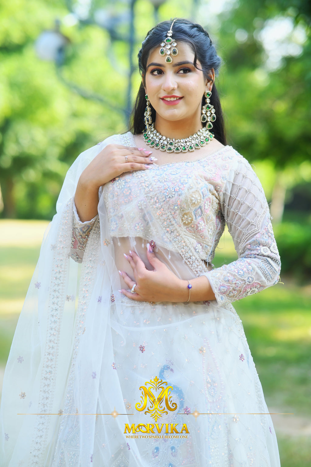 Morvika Emerald Green Kundan Choker Set