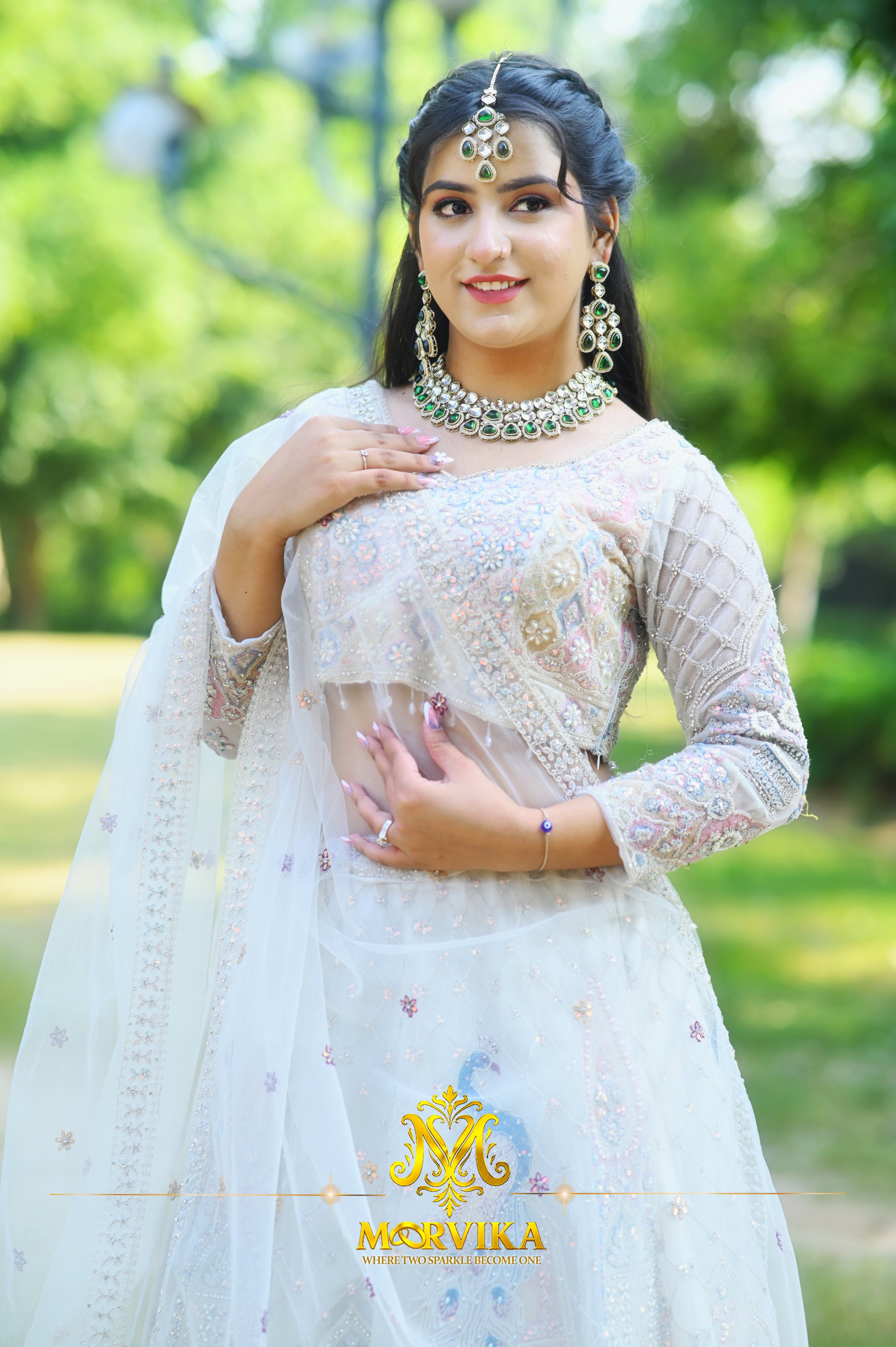 Morvika Emerald Green Kundan Choker Set