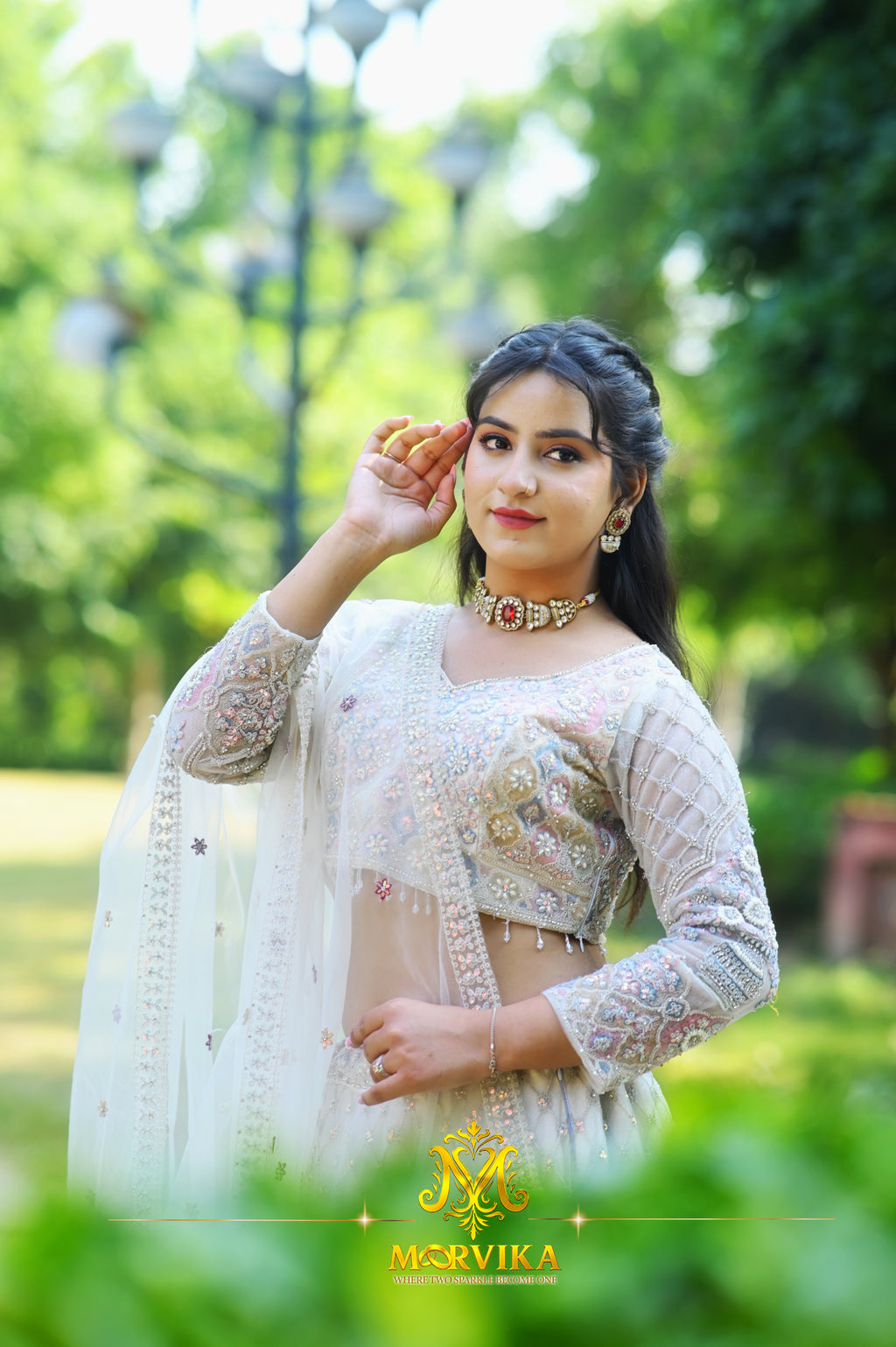 Morvika Red Polki Kundan Necklace Set