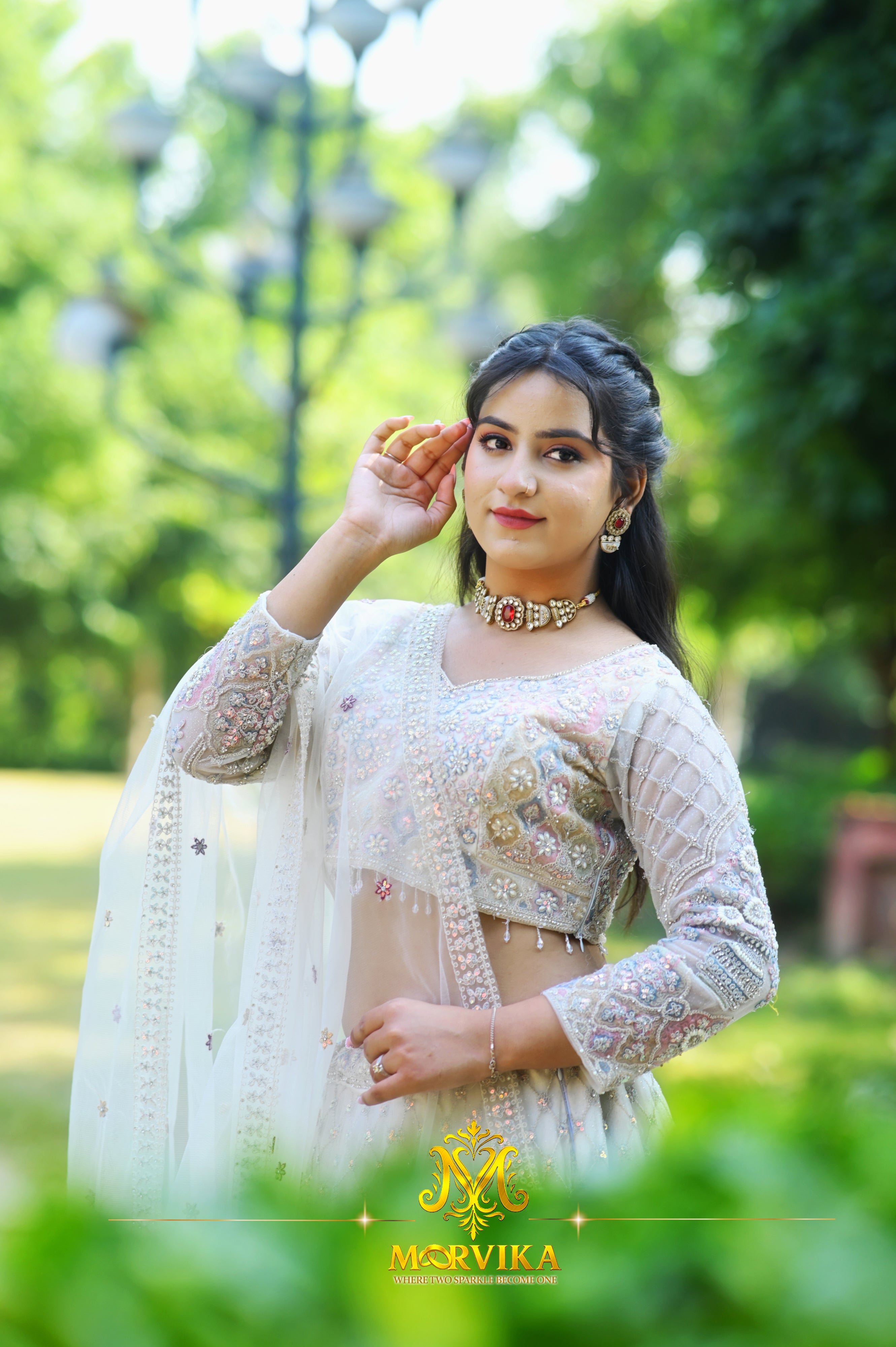 Morvika Red Polki Kundan Necklace Set