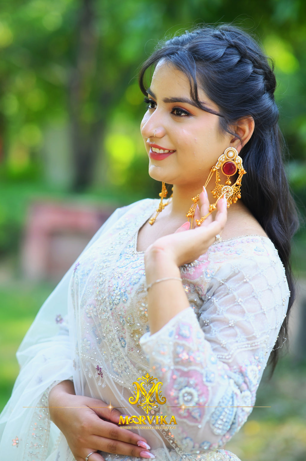 Morvika Gold Chandbali Dangler Earrings