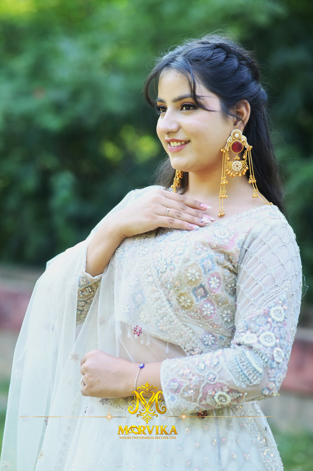 Morvika Gold Chandbali Dangler Earrings