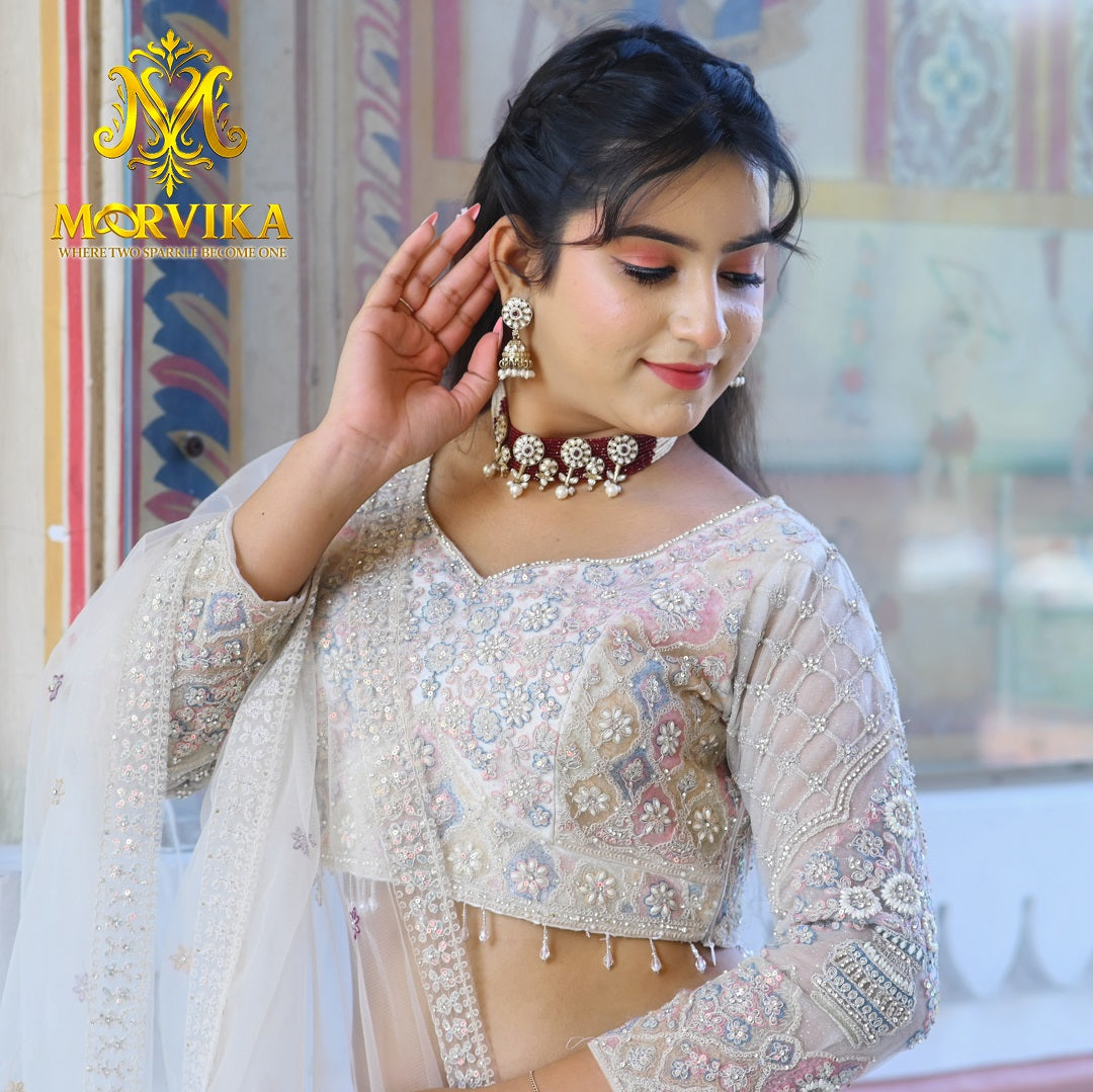 Bridal Ruby & Kundan Beaded Choker with Jhumka Earrings