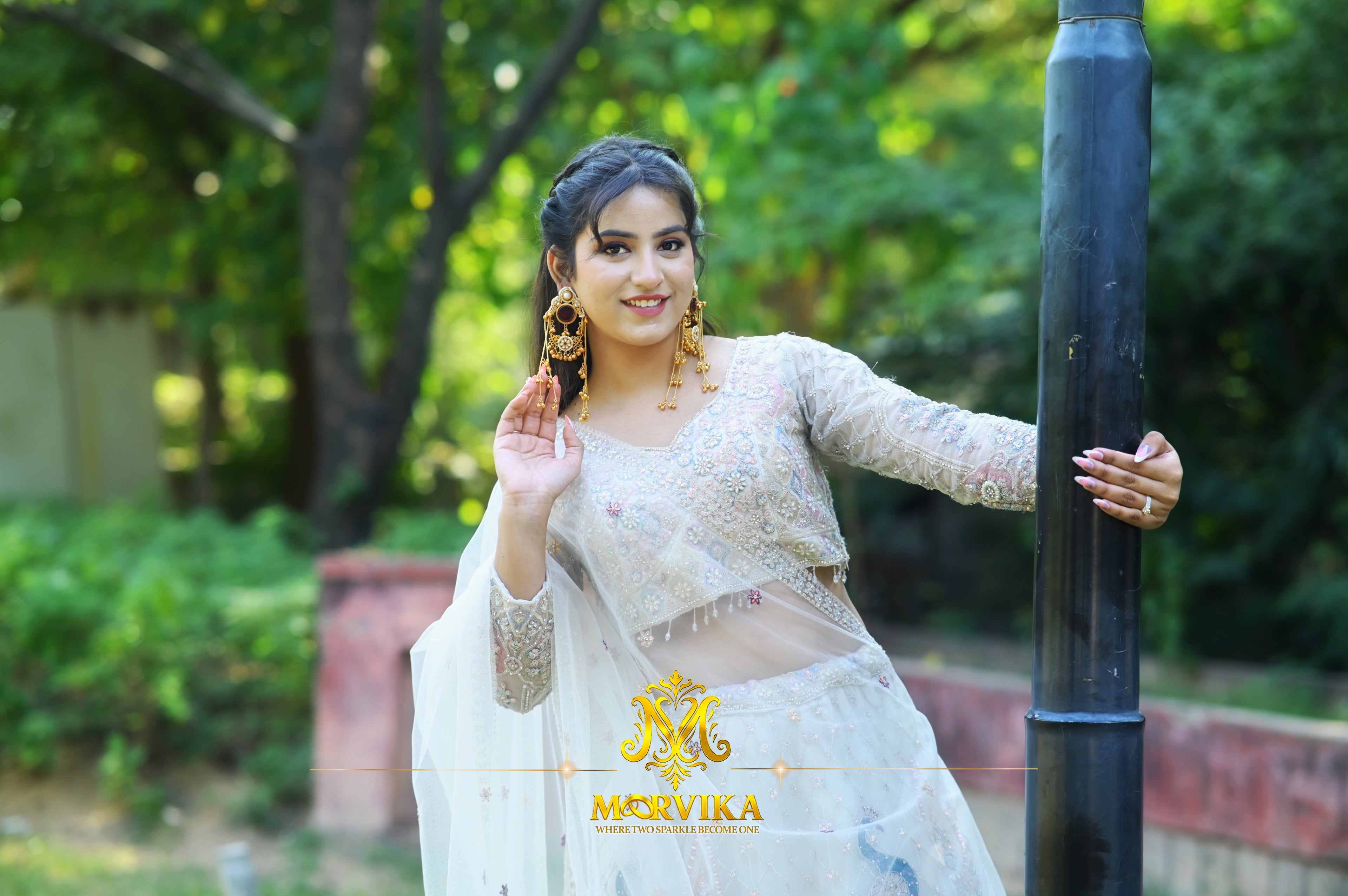 Morvika Gold Chandbali Dangler Earrings